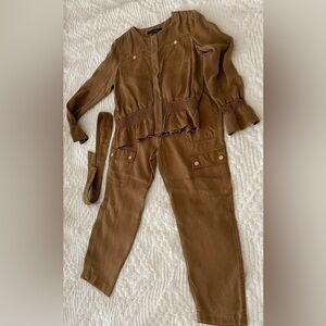 White House Black Market Tan Top and Bottom Set